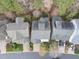 Aerial view of houses with manicured lawns and mature trees, highlighting neighborhood charm at 2803 Cameron Pond Dr, Cary, NC 27519