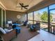 Inviting screened porch with comfortable seating and a ceiling fan to enjoy the outdoors at 2813 Reynolda Cir, Durham, NC 27712