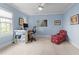 Bedroom featuring neutral carpet, study space, and natural light at 3204 Cobblestone Ct, Raleigh, NC 27607