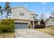 Two-story home featuring stone accents, a covered porch, a driveway, and a well-manicured lawn at 3609 Kilgo Dr, Durham, NC 27705