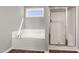 Bathroom featuring a soaking tub and a separate glass enclosed shower at 38 Winter Red Way, Benson, NC 27504