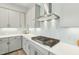 Close up of a sleek kitchen with stainless steel range and gray cabinetry at 4513 Bridle Run Dr, Raleigh, NC 27606
