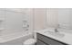 Clean bathroom featuring a bathtub and a gray vanity at 46 Sweet Meadow Rd, Angier, NC 27501