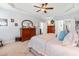 This main bedroom features carpet, and a view through the bathroom at 50 Lockamy Ln, Youngsville, NC 27596