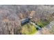 Charming aerial view of a home with mature trees and a long driveway leading up to the property at 501 Orange High School Rd, Hillsborough, NC 27278