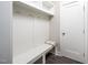 Functional mud room with built-in bench, cubbies and coat hooks at 52 N Rosebank Dr, Chapel Hill, NC 27516