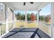Screened porch with dark floors, white trim, and a view of the backyard with fire pit at 52 N Rosebank Dr, Chapel Hill, NC 27516