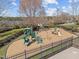Community playground equipped with slides and climbing structures for , set in a secure fenced area at 5421 Vista View Ct, Raleigh, NC 27612