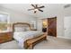 Comfortable bedroom with a sliding barn door to the ensuite bathroom at 562 Boulder Point Dr, Chapel Hill, NC 27516