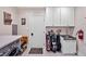 Utility room with front load washer and dryer and storage with counter, offering functionality and convenience at 81517 Alexander, Chapel Hill, NC 27517