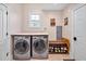 Bright laundry room with front load washer and dryer, utility sink, and storage at 81517 Alexander, Chapel Hill, NC 27517