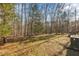 The home's spacious backyard is full of mature trees for privacy and shade at 1107 Goldendale Dr, Durham, NC 27703