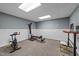 Home gym featuring exercise equipment and weights at 113 Pony Dr, Louisburg, NC 27549