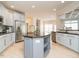 Modern kitchen featuring an island, stainless appliances, and light gray cabinets at 314 Montelena Pl, Cary, NC 27513