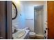 Bathroom features a shower and single sink at 510 Corrida Ave, Durham, NC 27704