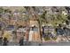 Aerial view of a single-Gathering home with large front and back yard in a quiet residential neighborhood at 518 W Chisholm St, Sanford, NC 27330