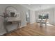 Dining room featuring modern chandelier and view to the outdoor living space at 518 W Chisholm St, Sanford, NC 27330