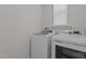 Functional laundry room equipped with modern washer and dryer units, optimizing space and efficiency at 5212 Huntley Overlook Dr, Durham, NC 27703