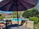 Backyard with a pool, patio, dining area and lounge chairs at 61 Langdon Pointe Dr, Garner, NC 27529