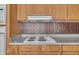 This kitchen features a white electric range and decorative backsplash at 71 Oak Trace Dr, Four Oaks, NC 27524