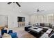 Bright living room with comfortable seating, a stylish media console, and plenty of natural light, creating a welcoming atmosphere at 909 Lake Boone Trl, Raleigh, NC 27607