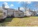 Backyard view of the home with gray siding and a well-maintained lawn at 113 Duchess Ln, Chapel Hill, NC 27517