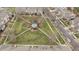 Aerial view of a community square with gazebo and walking paths at 1203 Fairview Club Dr, Wake Forest, NC 27587