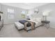 Spacious bedroom with two windows, carpet floors, and accent lighting at 131 Explorer Dr # 257, Morrisville, NC 27560