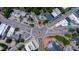 High aerial view of a city intersection with businesses and parked cars nearby at 202 Duncan St, Raleigh, NC 27608