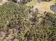 An aerial view showcasing a beautiful home surrounded by a dense forest, next to a pond at 205 Old Greensboro Rd, Chapel Hill, NC 27516