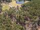 Aerial view of home surrounded by trees, with pond in background at 205 Old Greensboro Rd, Chapel Hill, NC 27516