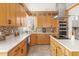 Bright eat-in kitchen with stainless appliances, mosaic backsplash, and a center island with white countertop at 2325 Old Oak Pl, Hillsborough, NC 27278
