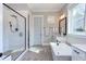 This bathroom features a shower and separate tub with tile floors at 298 Bonterra Way, Chapel Hill, NC 27516