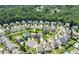 Aerial view of the neighborhood featuring homes and mature trees at 309 Orange Blossom Ct, Wake Forest, NC 27587