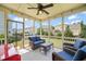 Inviting screened porch with comfortable seating and views of the backyard at 309 Orange Blossom Ct, Wake Forest, NC 27587
