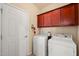 Functional laundry room with a washer, dryer, and cabinet space at 463 Kerriann Ln, Clayton, NC 27520