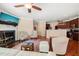 Spacious living room features a fireplace and an open layout leading into the kitchen at 463 Kerriann Ln, Clayton, NC 27520