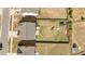 Bird's eye view of the property, highlighting the generous backyard, shed, playset, and hot tub at 717 Tailrace Falls Ct, Wake Forest, NC 27587