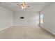 Large bedroom with carpet and ceiling fan at 717 Tailrace Falls Ct, Wake Forest, NC 27587