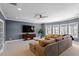 Comfortable living room featuring plush seating, a large TV, and views of the outside at 1001 Welch Ln, Raleigh, NC 27614