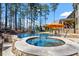 Stunning pool and spa with a built-in bar, basketball hoop, and lush landscaping at 1001 Welch Ln, Raleigh, NC 27614