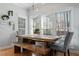 Cozy dining area with a wooden table, bench seating, and plenty of natural light at 101 Weatherly Pl, Cary, NC 27518