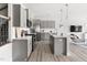 A modern kitchen with stainless steel appliances, a center island, and stylish gray cabinetry at 1019 Navigon Dr, Durham, NC 27713