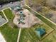 Aerial view of a fully-equipped playground with slides, swings, and shaded seating areas at 1055 Kerr St, Burlington, NC 27215