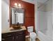 Bathroom featuring vessel sink, granite counters, and shower/tub combo at 116 Anterbury Dr, Apex, NC 27502