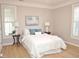 Serene bedroom with plush bedding, stylish decor, and plantation shutters at 1301 Durlain Dr # 108, Raleigh, NC 27614