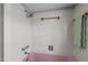 Bathroom with retro pink bathtub and shower head at 1855 W West River Rd, Franklinton, NC 27525