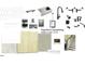 Selection board showcasing kitchen finishes, appliances, flooring, and hardware choices for modern interior design at 230 Tidal Pool Way, Cary, NC 27519