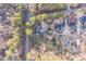 Aerial view showcasing the property's location, surrounded by lush trees and nearby road access at 3012 Optimist Farm Rd, Apex, NC 27539