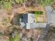 Overhead aerial view of a large home featuring a spacious backyard, long driveway, and mature trees at 3541 Rugby Rd, Durham, NC 27707